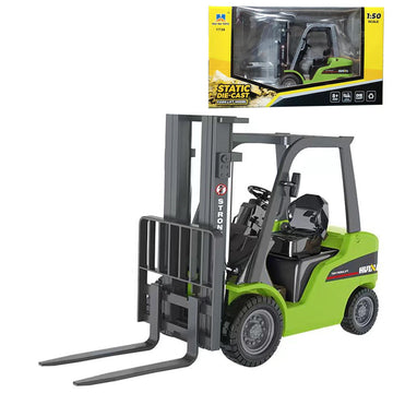 Qcar Forklift Warehouse Truck Vehicle Toy Forklift Construction Toys for Kids 1:50 Scale Heavy Metal Forklift (Green)
