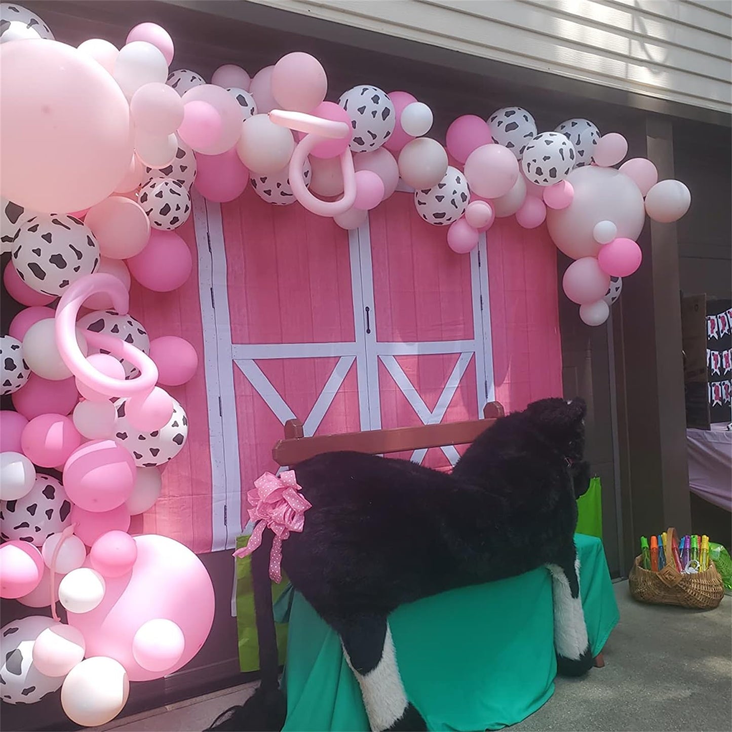 Cow Theme Balloon Arch Garland Kit, Pastel Pearl Pink Gold White Cow Print Latex Balloons Cowgirl First Rodeo Balloon Arch Kit F