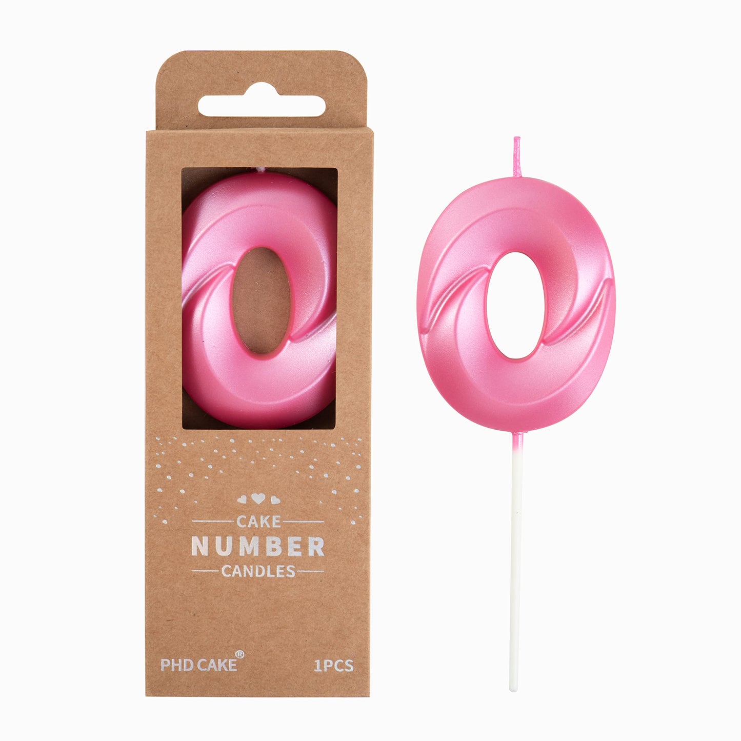 PHD Cake 2.76 Inch Diamond Pink Number 0 Birthday Candles, Pink Cake Candles for Party Celebration