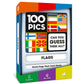 100 Pics Flags Of The World Travel Game - Learn 100 Country Flags | Flash Cards With Slide Reveal Case | Geography Card Game, Gi