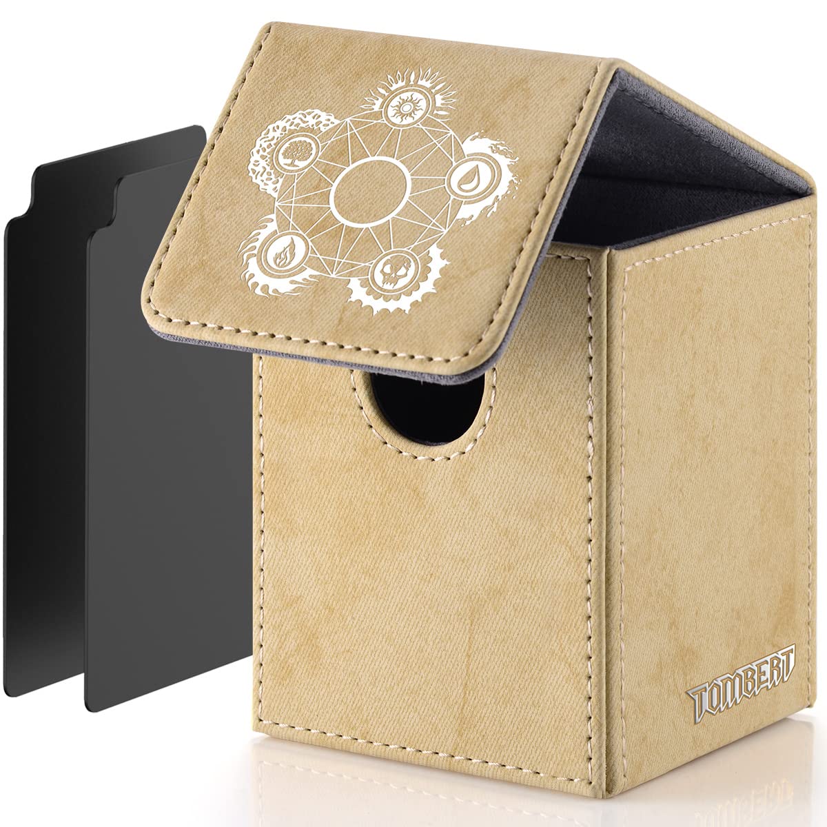 Tombert 150+ Premium Deck Box For Mtg, Ptcg, Large Capacity With 2 Dividers, Fits 150+ Sleeved Cards Tcg Trading Card Games (F-G