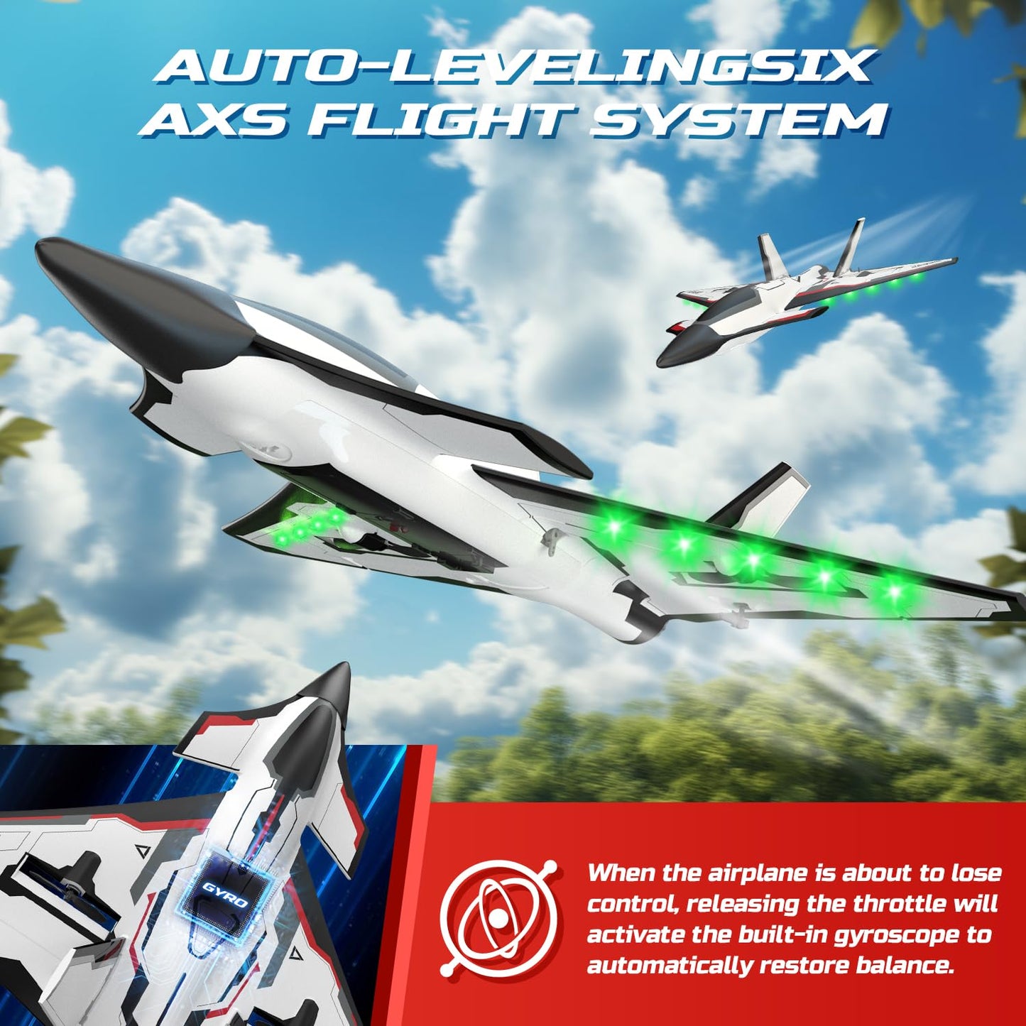 Deerc Future Rc Plane 4 Channel Remote Control Airplane With Led Lights Easy To Fly Aerobatic Aircraft Toys,2.4Ghz 6-Axis Gyro S
