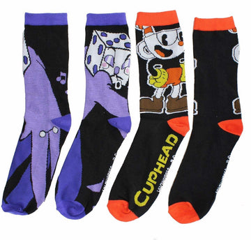 Cuphead Mens Crew Sock 2-Pack - Cuphead & King Dice