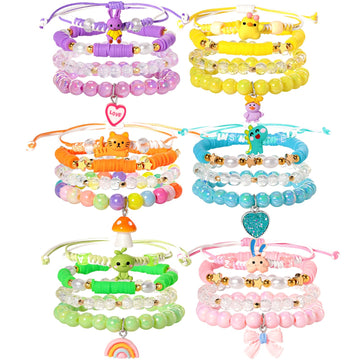 Pinksheep Easter Basket Essentials:Easter Basket Stuffers With Bracelets For Kids Girls, Colorful Pre Plastic Eggs For Kids, Eas