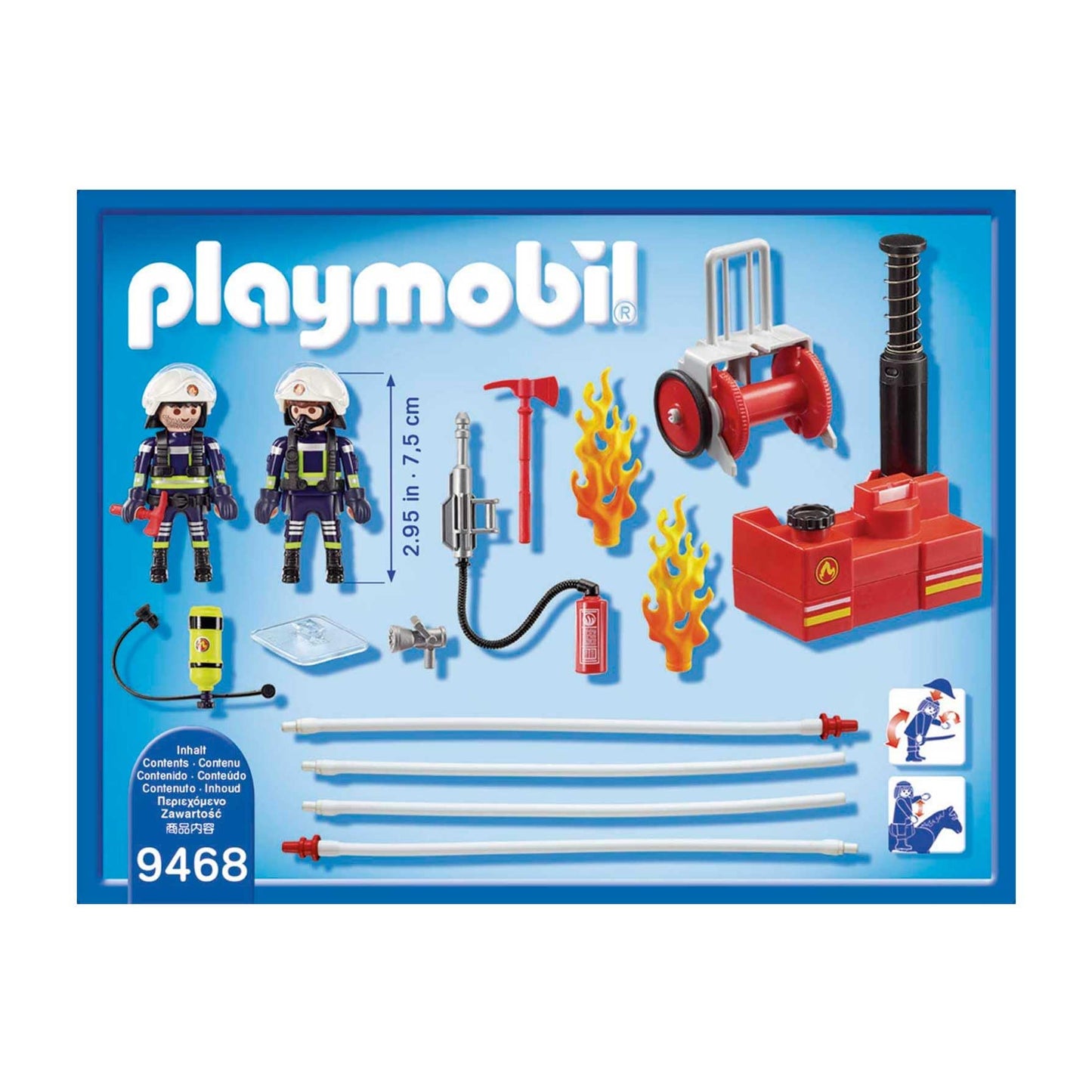 Playmobil Firefighters with Water Pump, Metal, Multi Color, Model 9468