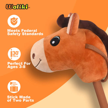 Waliki Stick Horse For Boys & Girls | Pretend Play Cowboy & Cowgirl Toy For Kids Ages 3-6 | Fun Active Toddler Toy (Caramel)