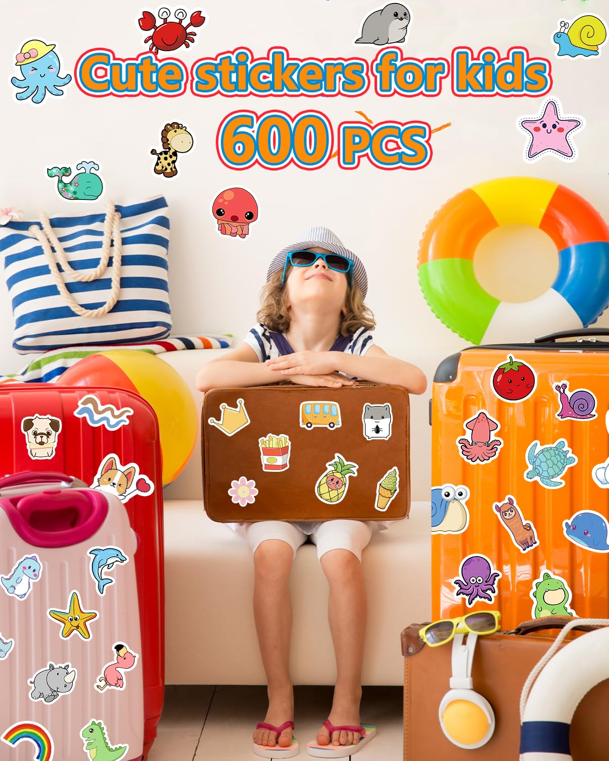 Apakkai 600 Pcs Cute Stickers For Kids, Water Bottle Stickers For Teens, Kawaii Vinyl Phone Laptop Skateboard Animal Waterproof