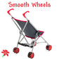 Baby Doll Stroller For Toddlers 3 Years And Up, Foldable Toy Stroller For Dolls - Denim And Red Design For Kids