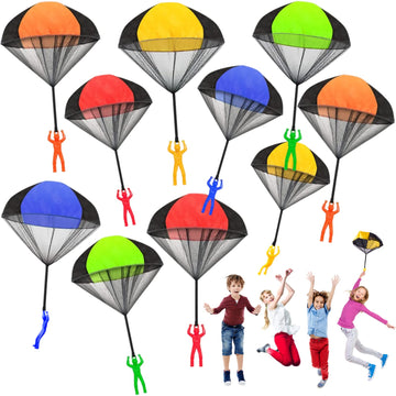 Juuxncgv 10 Pack Parachute Toy Tangle Free tossing Toy Parachute Outdoor Toss It Up Flying Toys for Kids Gifts(5 Colors)