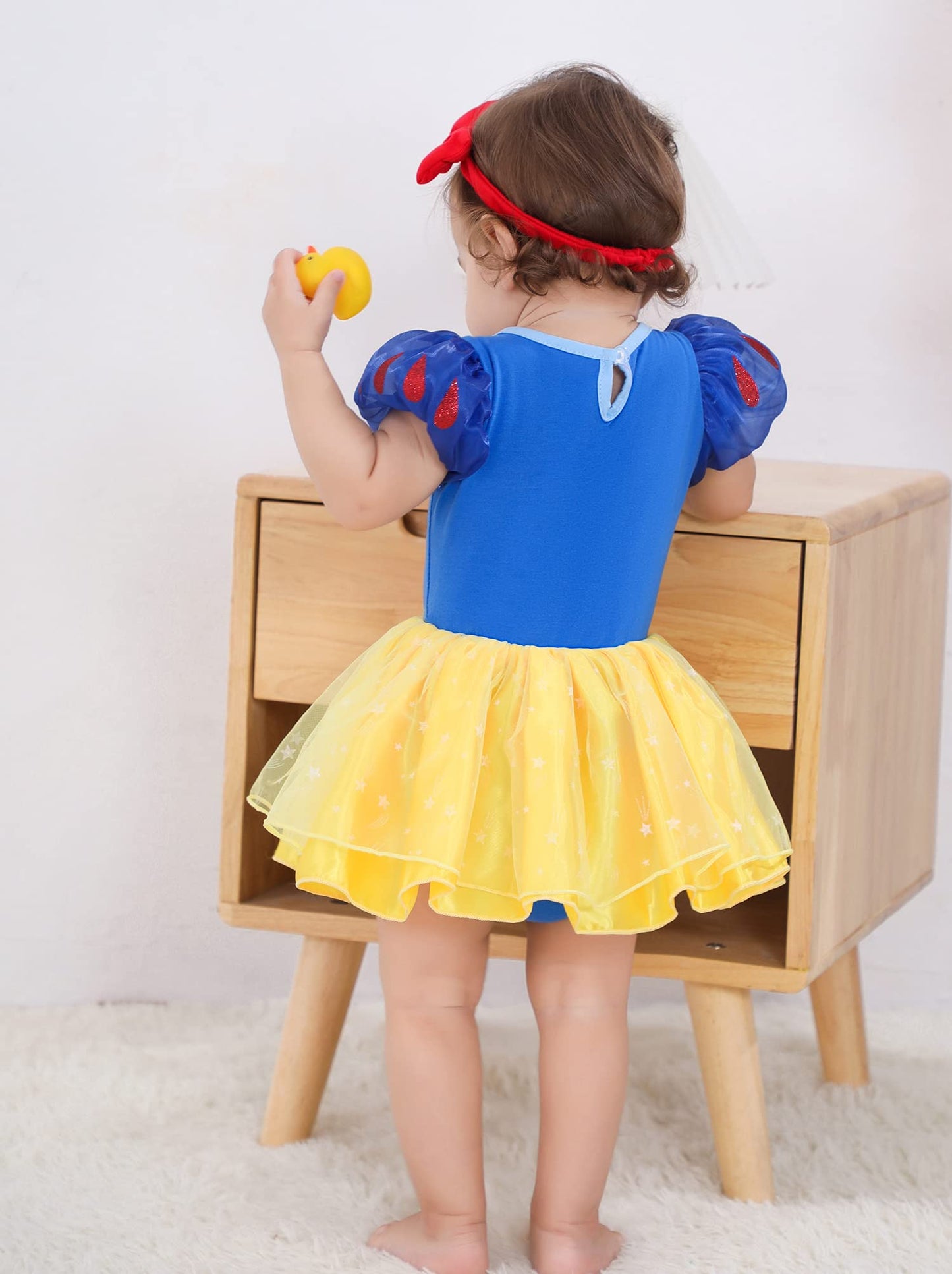 Snow Baby Girls Costume for Infant Romper Onesie Babysuit Birthday Christmas Halloween with Headband 9-12Months(E04-90)