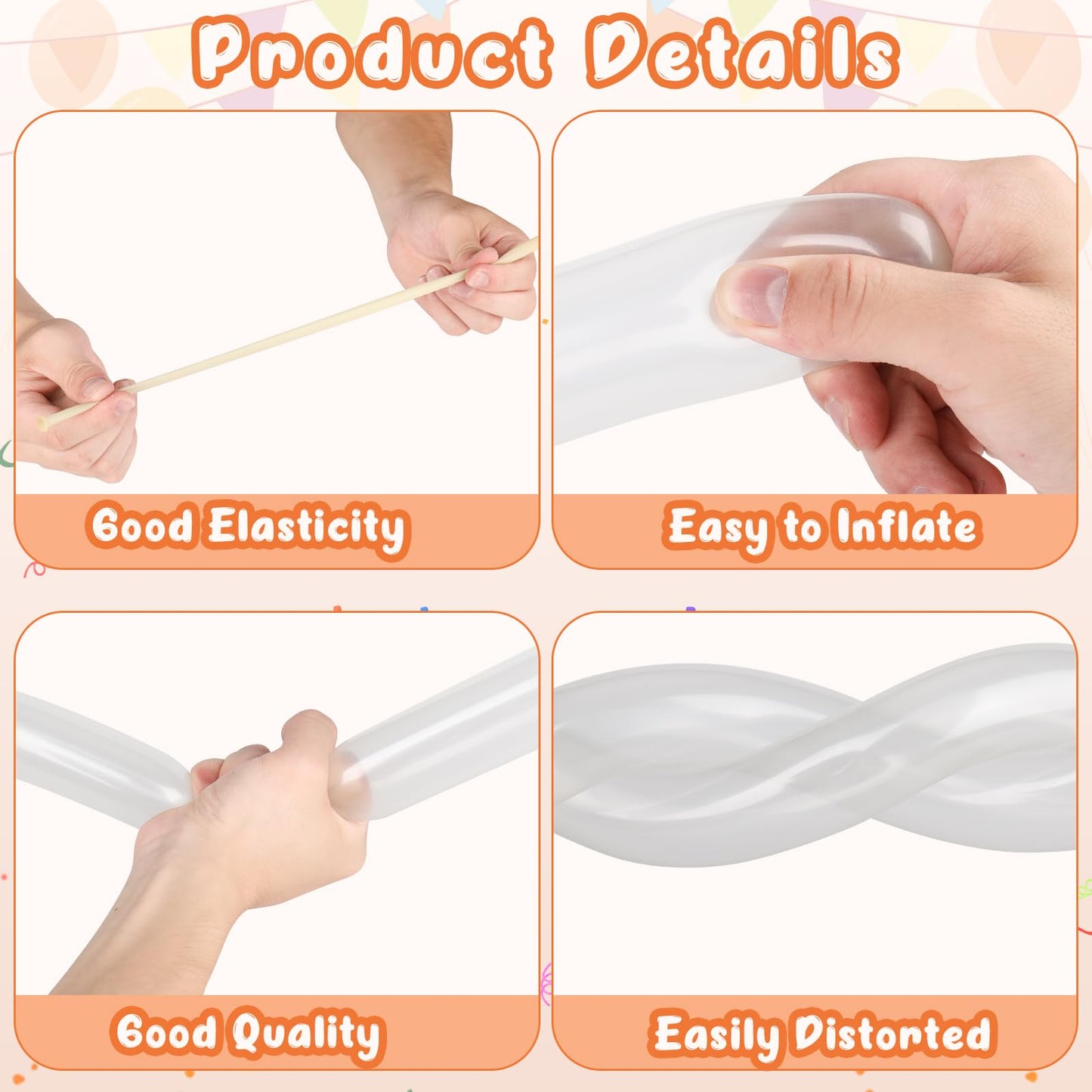100Pcs 260 Balloons Clear Long Balloons For Balloon Garland Thickening Skinny Latex Twisting Animals Modeling Christmas Birthday