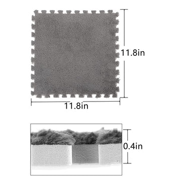 Typutomi 10Pcs Plush Puzzle Foam Floor Mat, Soft Fluffy Interlocking Square Foam Tiles Area Rugs Carpet For Parlor Bedroom Decor