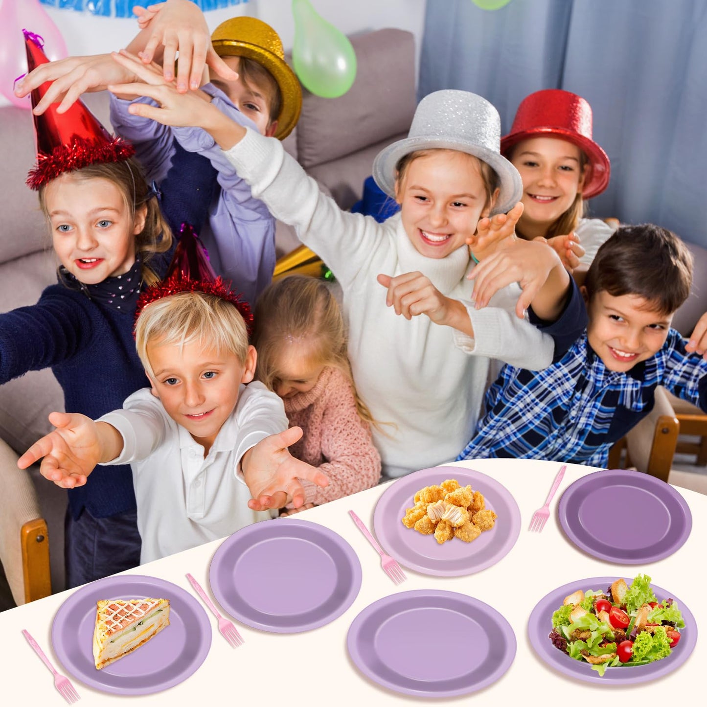 CHUNNIN 48Pcs Purple Birthday Party Paper Plates for Light Purple Cake Party Supplies 7  Purple Theme Lilac Lavender Birthday Pa