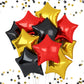 Red Black Foil Star Balloons, 18 Inches Star Foil Balloons For Helium, Pack Of 10 Red Black Gold Helium Birthday Balloons, Party