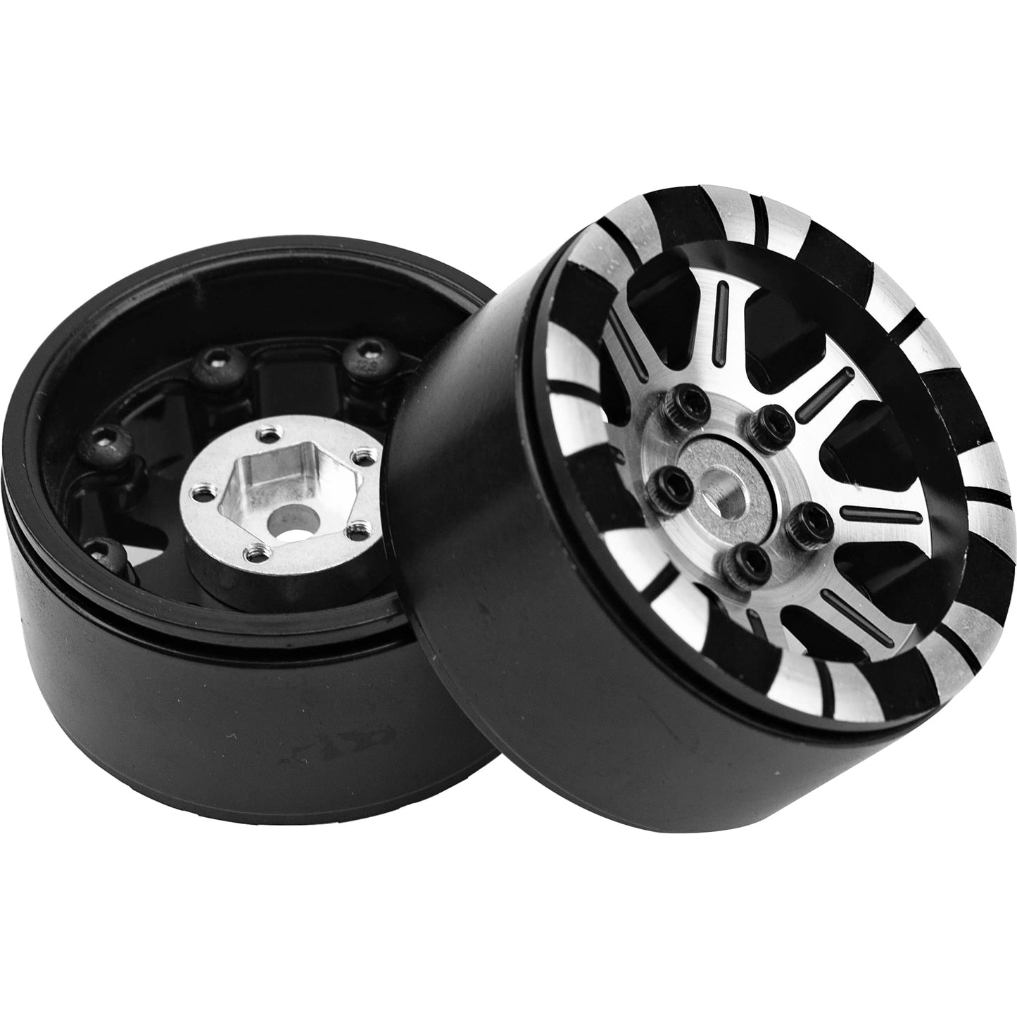 4Pack HIRCQOO Metal 1.9 inch Beadlock Wheel Rims 12 Hex Hubs CNC Machined Compatible with Axial SCX10 90046 SCX10-III Redcat Gen