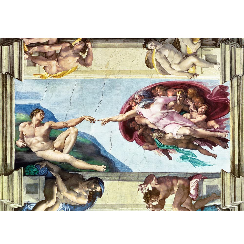 Trefl 1000 Piece Jigsaw Puzzle - The Creation of Adam, 27"x19", Multicolor Cardboard, Model 10590, Fun for Adults & Kids 12+
