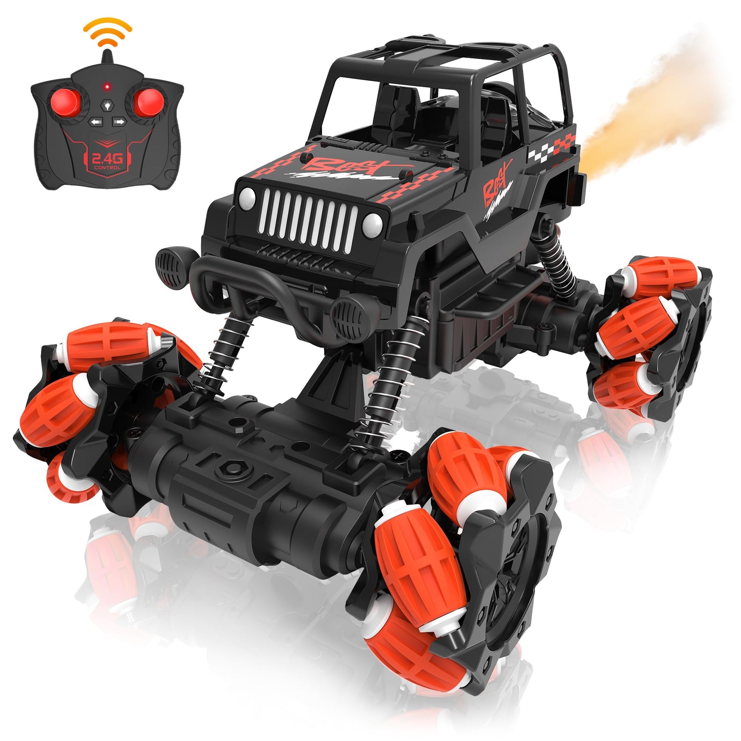 Iappadore Rc Stunt Car, Remote Control Car With 360 Rotation, Sideway Drift, Spray, All Terrain 4Wd Rc Stunt Hobby Cars For 6-12