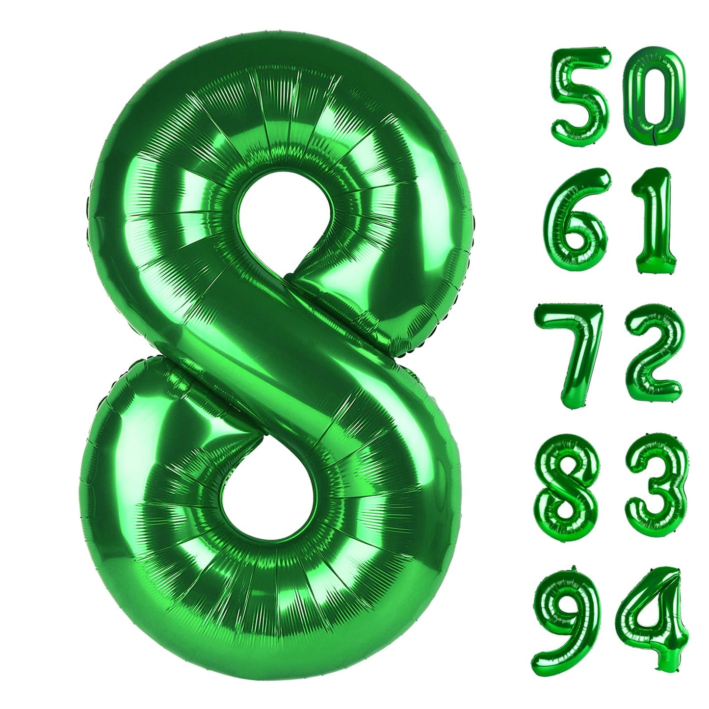 Green 8 Balloon, Number Balloons 40 Inch, 8Th Birthday Decorations For Boys Girls, Green Birthday Balloons, Green Party Supplies