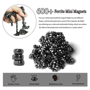 ZHEBAG Mini Magnetic Balls  Over 600 Ferrite Mini Magnet Stones  mature-themed Fidgets Magnetic Balls Toys for Anxiety and Stress  Desk Magnet Balls Toys in Office  Metal Fidget Magnets Putty Gift for mature-themeds