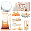 Musical Instruments Set for Toddlers 1-3  Montessori Wooden Toys for Kids Girls Boys-Xylophone Tambourine Maracas  Baby 18+Months Birthday Percussion Music Gift Preschool Educational with Storage Bag