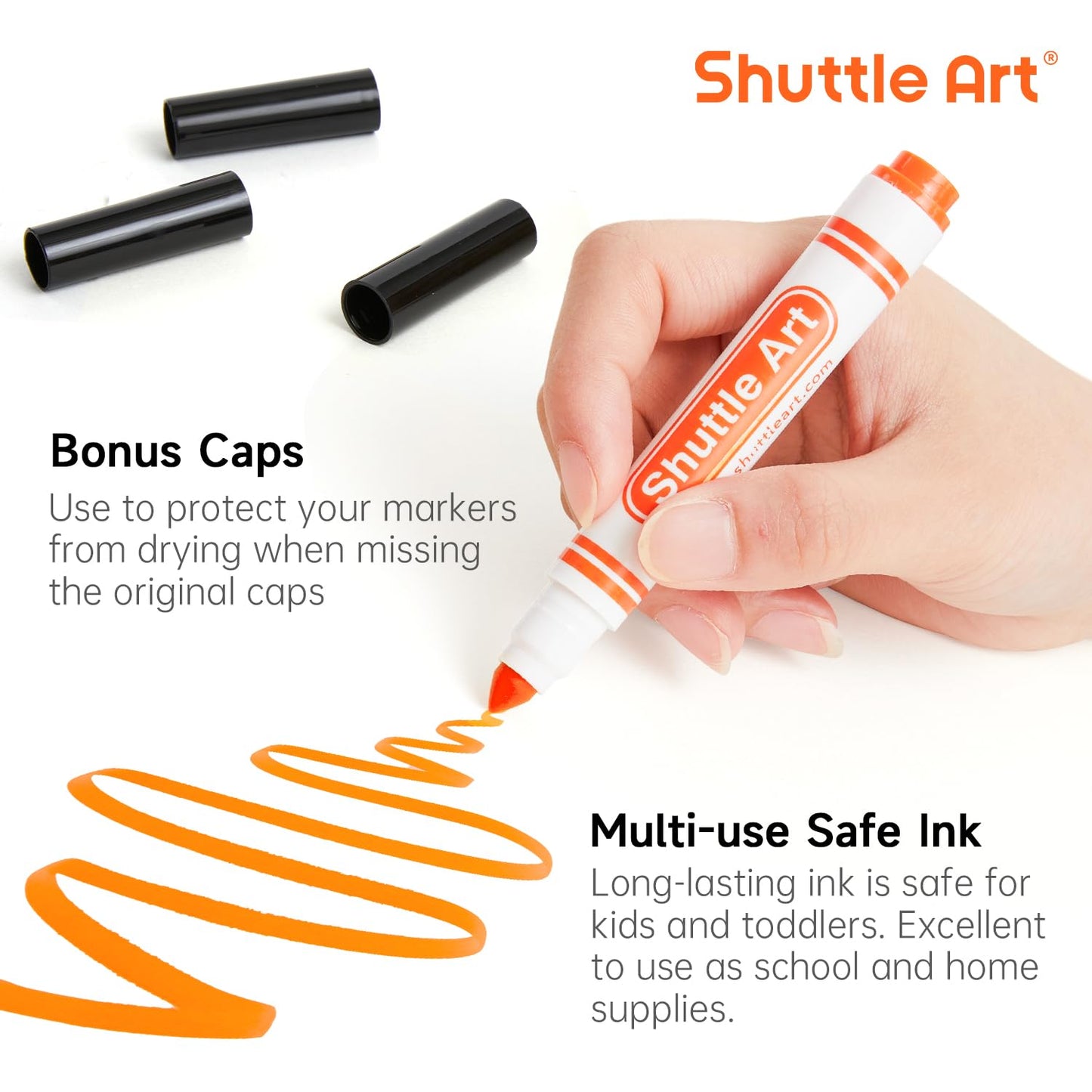 Shuttle Art 304 Pack Washable Markers, 8 Colors Broad Line Markers, Separate Pack Of 38, Conical Tip Marker Bulk With A Box, Home Classroom School Supplies For Toddlers Kids Adults Students Teachers