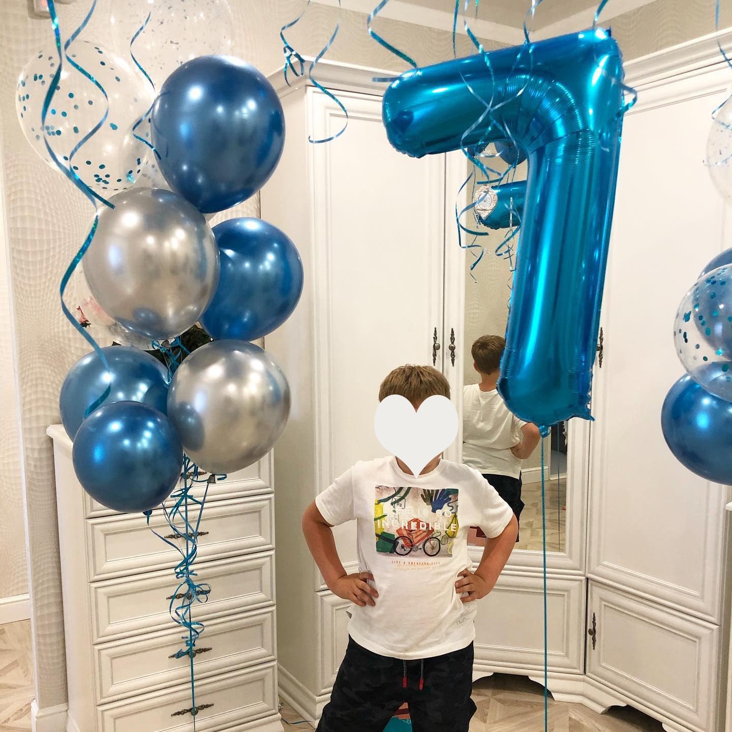 Paticool 40 Inch Blue Number Balloon 7, Large Number Foil Balloons Mylar For Girl Boy Birthday Party Celebration Decorations Sup