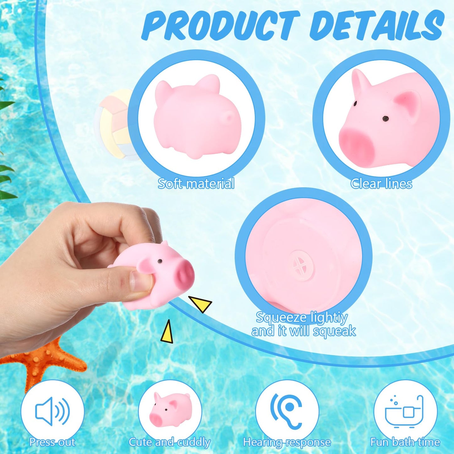Kymqlyw 100 Pcs Rubber Pig Bath Toy Bulk Mini Pig Toys Float And Squeak Pig Toy Pink Piggy Bathtub Toys For Baby Shower Hallowee