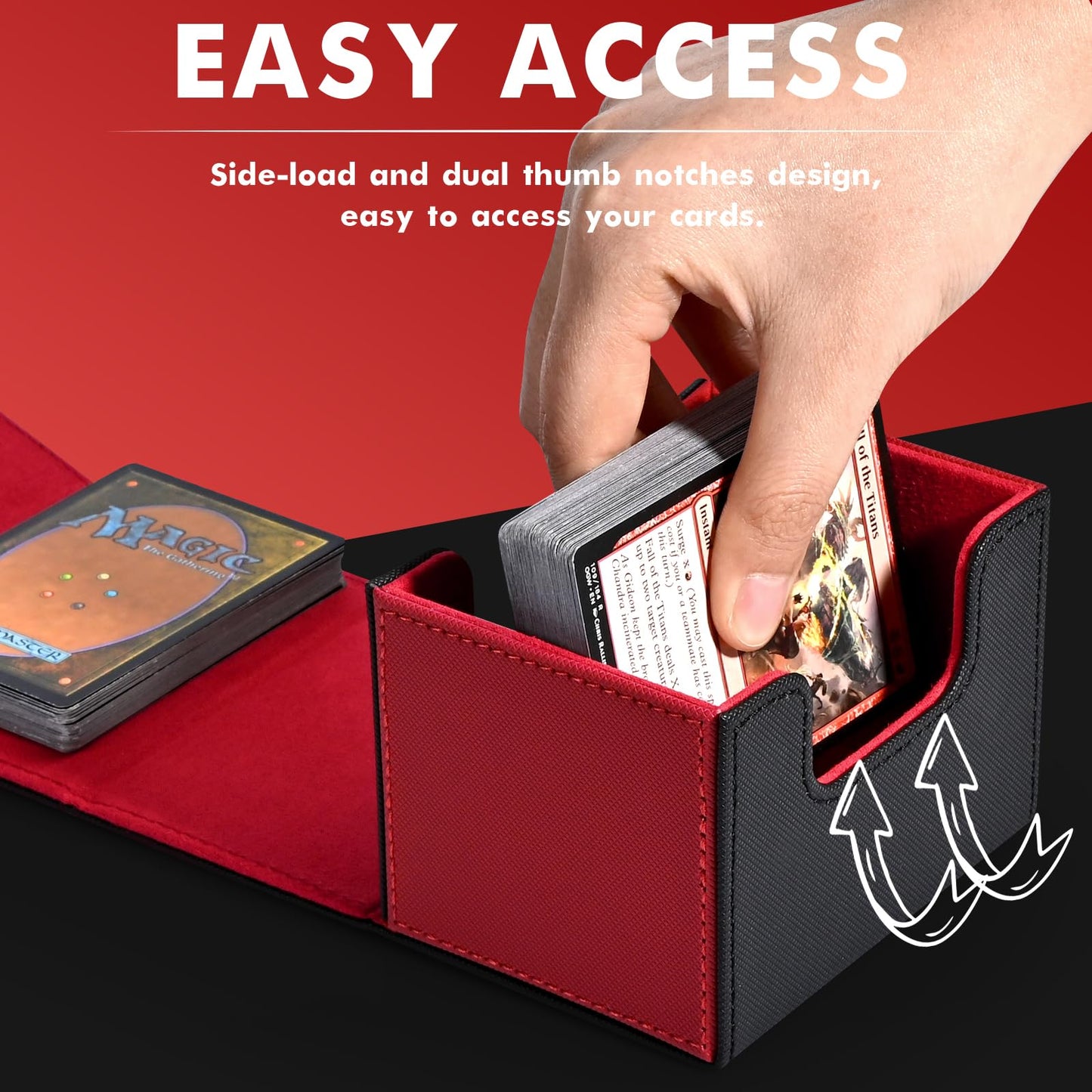 Zlca Card Deck Box For Trading Cards, Mtg Commander Deck Box Holds 120+ Single Sleeved Cards, Leather Magnetic Card Storage Box