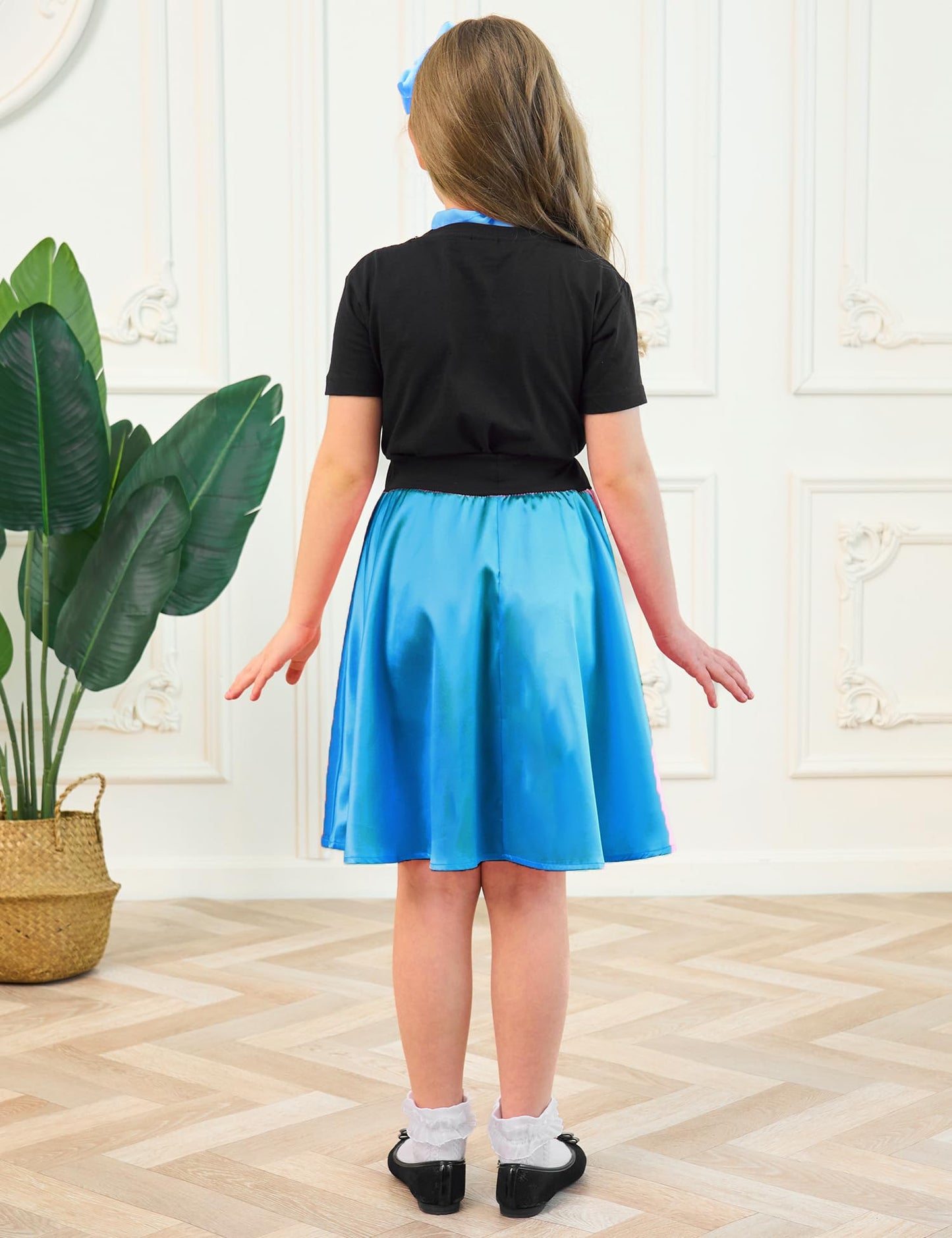 APRROOT 50s Costumes for Girls Poodle Skirts 50s Dresses Sock Hop Outfit Kids Girls Halloween Costume with Headbands, Glasses, S