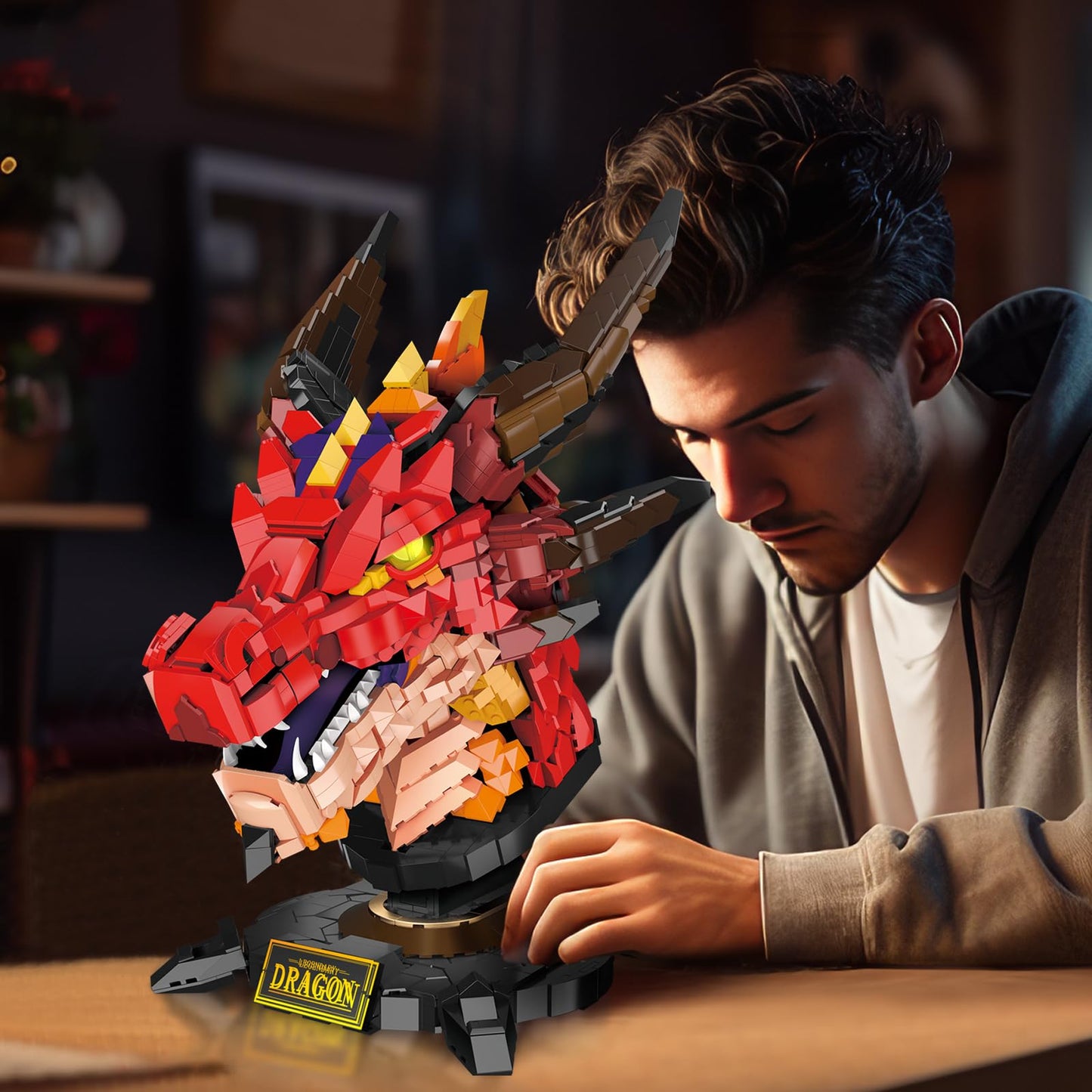 NUTCRACKER Fire Dragon Building Set - Adult Model, 2713 Pieces, Large, Acrylonitrile Butadiene Styrene, Style A, Gift for Teens 14+