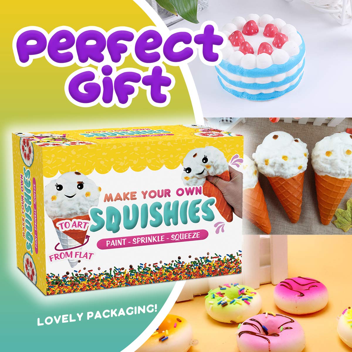 Insnug Paint Your Own Squishies Kit - Sensory Toys for Kids, Small, Yellow, Model ISG-1141085, Stress Relief Squishies, Unicorn Gift