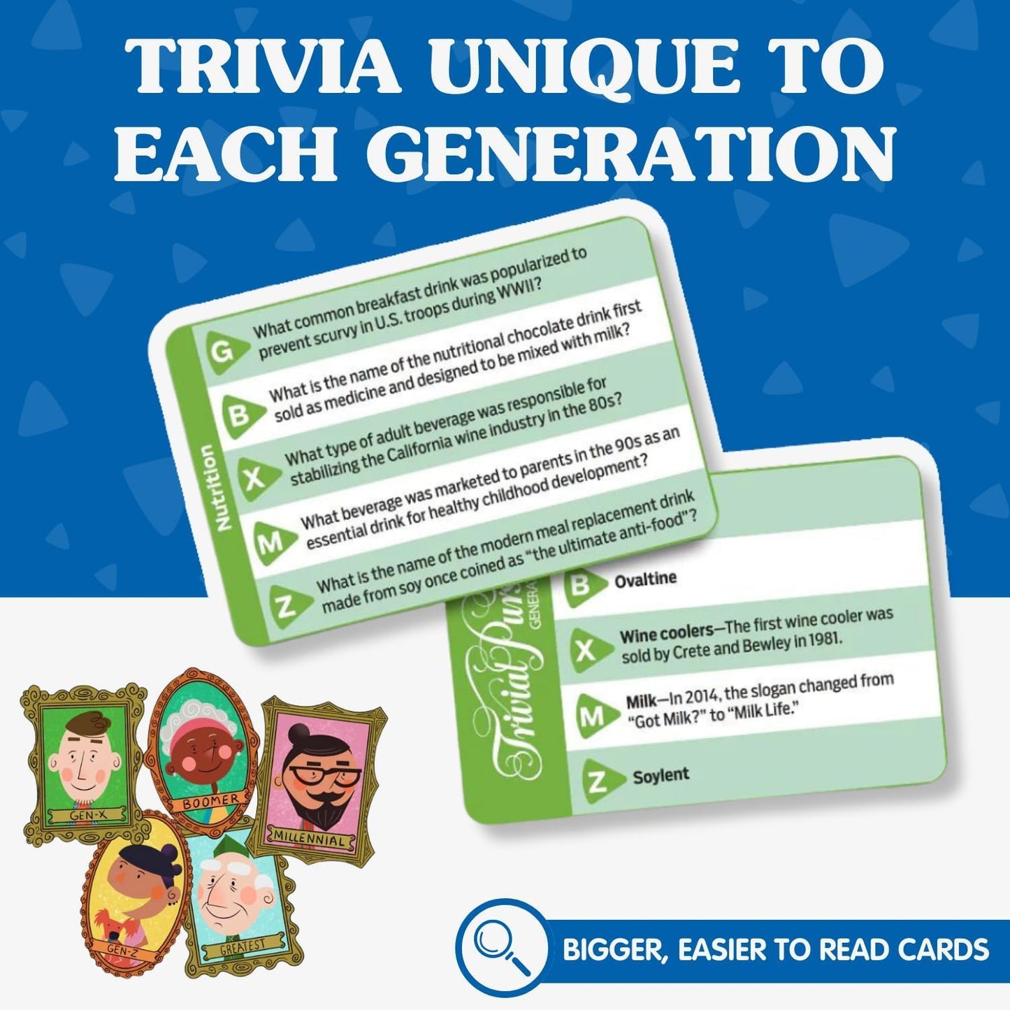 JOY FOR ALL Trivial Pursuit Generations - Trivia Game for Seniors with Easy-to-Read Cards - Model A4203 - Memory Activity for Elderly