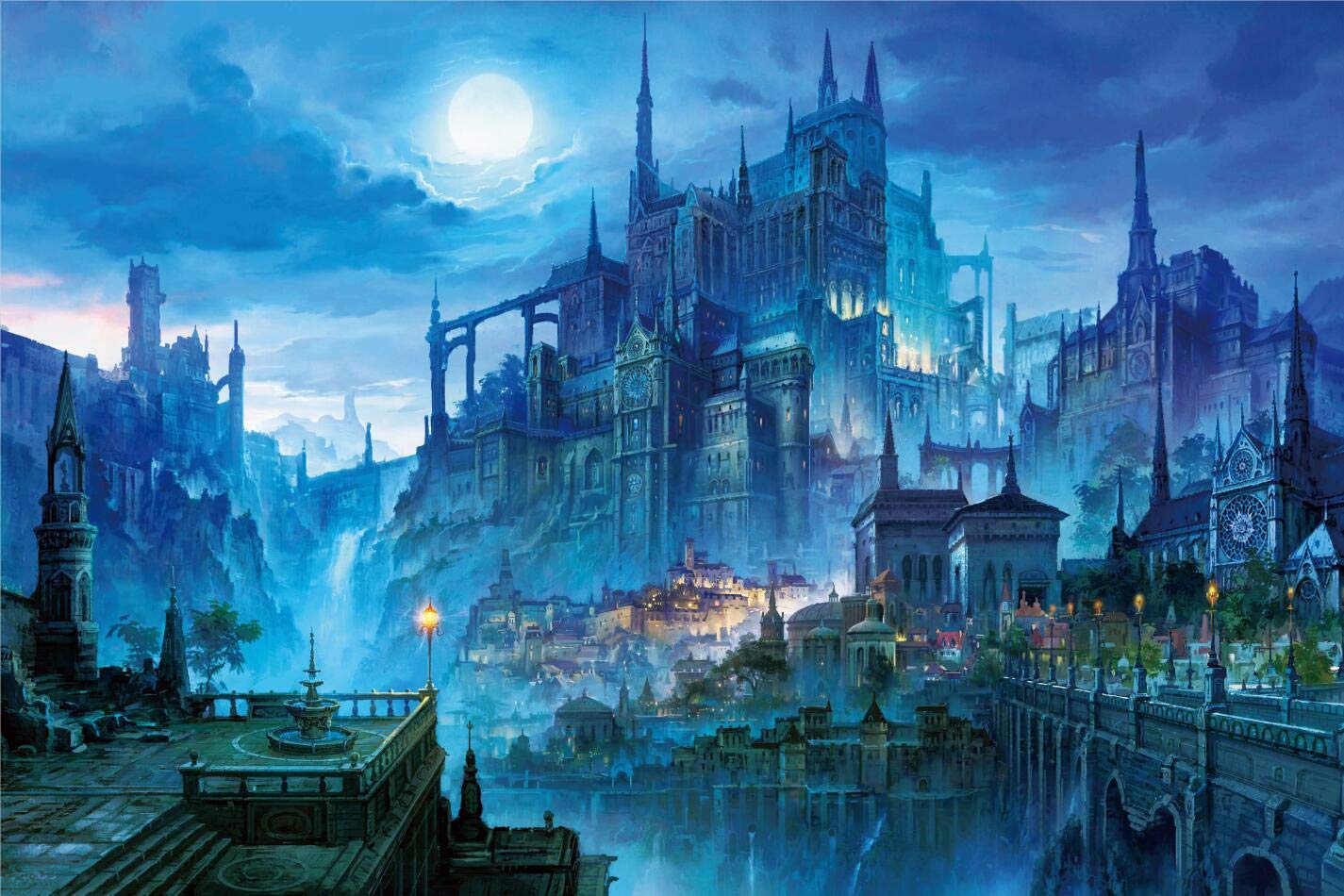 InGooooD- Tranquil Series- Castle in The Night- Basswood Jigsaw Puzzles 1000 Pieces for mature-themed