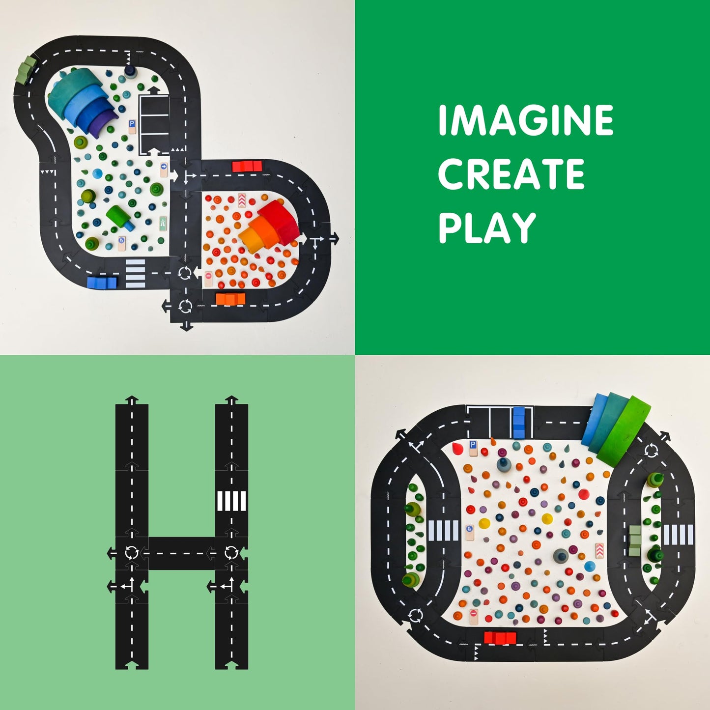 Waytoplay Highway, 24 Piece Circuit For Toy Cars - Flexible, Indestructible, And Waterproof - Modular Car Tracks - Made In The Netherlands