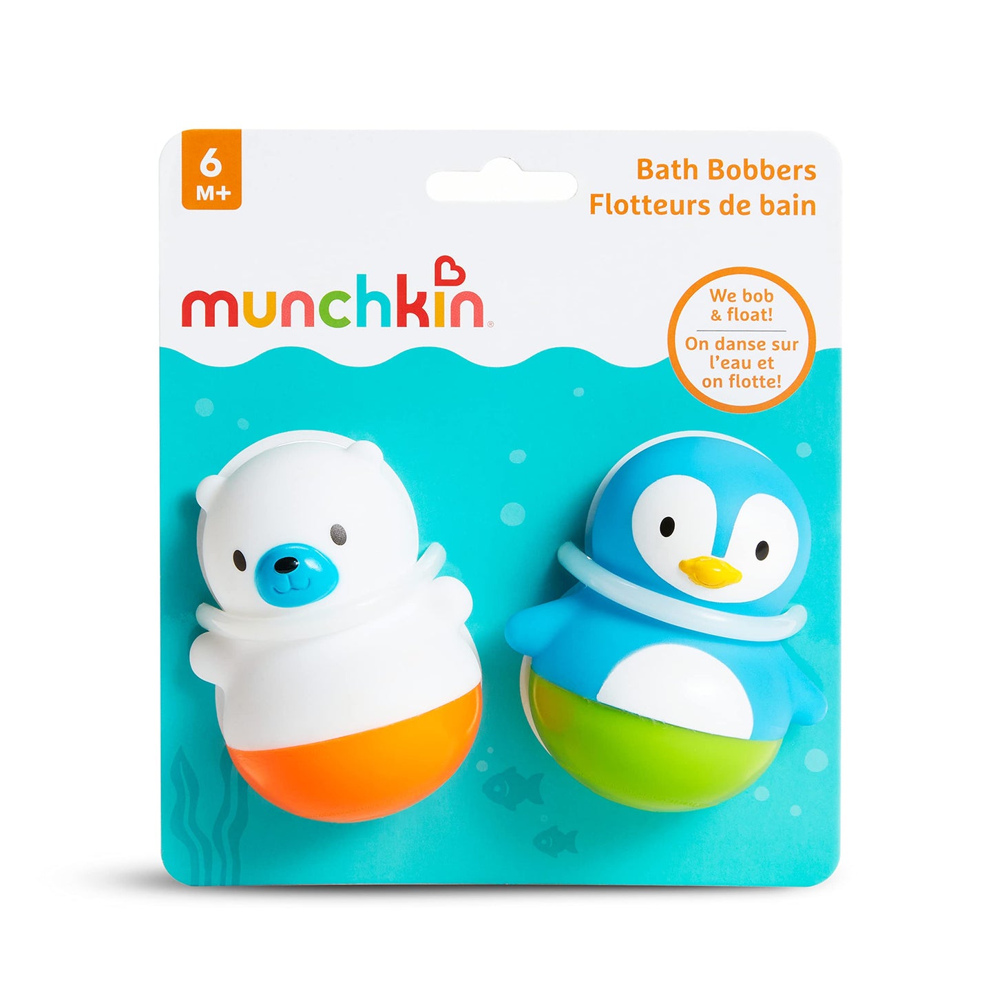 Munchkin Bath Bobbers - Mold Free Bath Toy for Babies & Toddlers, 2 Pack, Multicolor, Polar Bear/Penguin, Model 16104