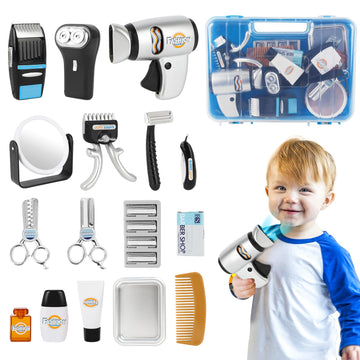 Deao Stylist Hairdresser Barber Salon Role Hairdryer, Hair Styling Set For Kids, Styling Accessories With Case, Pretend Play Toy