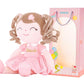 Gloveleya Personalized Curly Doll With Your Name - Cute Custom Pink Soft Plush Doll For Girls Plush Doll Customized Gifts