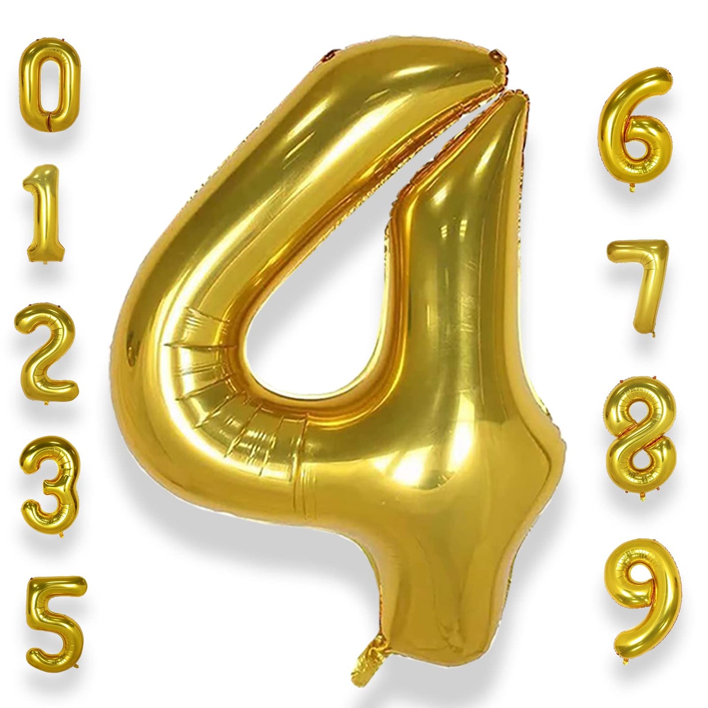 Aule 40 Inch Big Gold 4 Balloon Number Large Foil Helium Number Balloons 0-9 Jumbo Giant Happy 4Th Birthday Party Decorations Fo