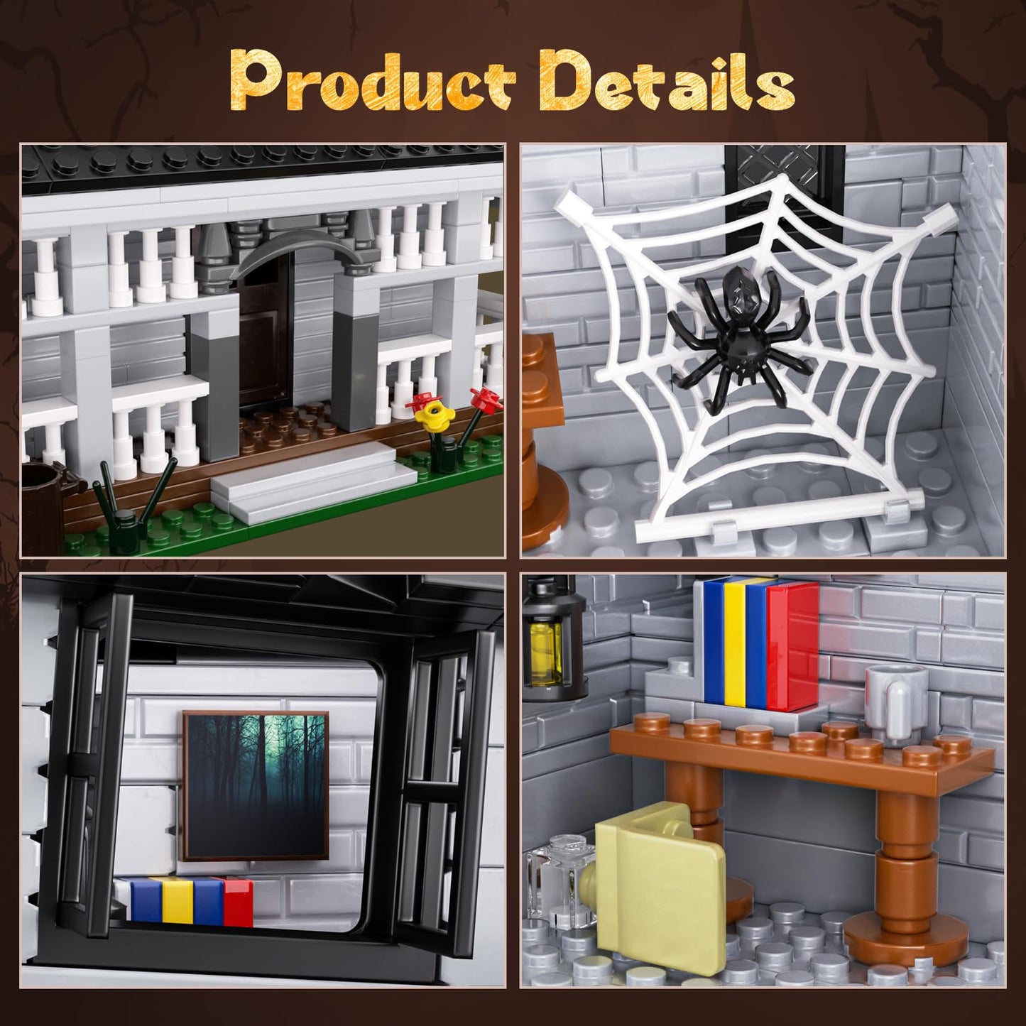 Millionspring Monster House Building Block Set, 750 PCS, ABS, Compatible with Lego, Horror Theme, Ideal Gift for 12+ Kids & Adults