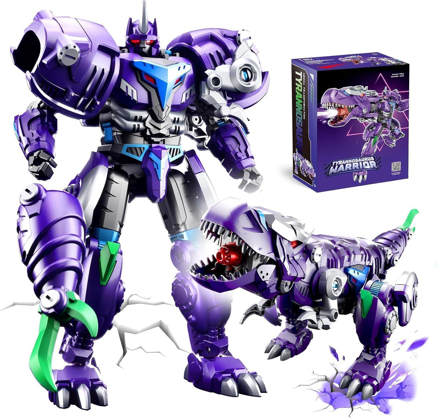 Toyrentto 2 In 1 Manual Transforming Robot Dinosaur Toy, 37Cm T-Rex & 25Cm Robot Action Figure