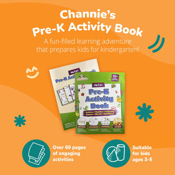 Channie's Pre-K Activity Book, Preschool Workbook with Fun Educational Learning Activities for Kids, Ages 3-5, 50+ Games, Colors