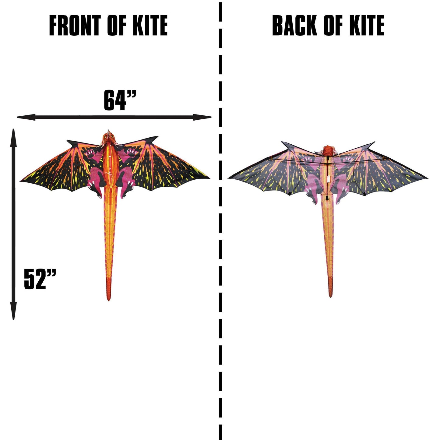 Windnsun Fantasy Fliers Nylon Kite, Dragon, 64 Inches Wide