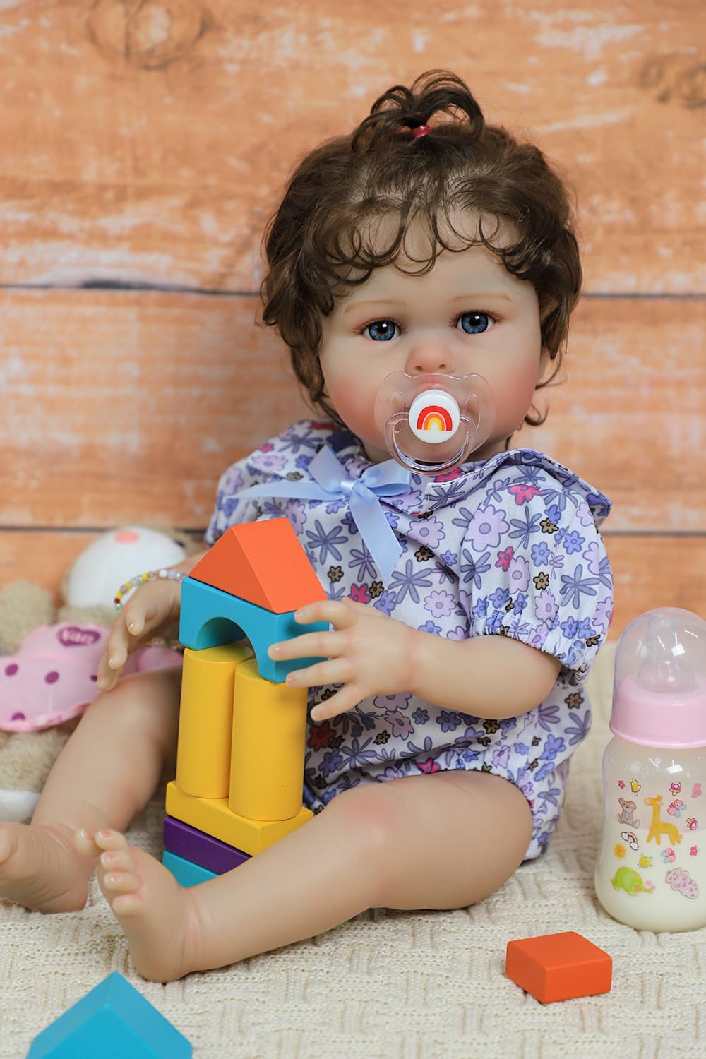 SCOM Reallife Reborn Baby Dolls Girl with Accessories - 20 Inchs Ultra Realistic Silicone Vinyl Doll  Lifelike Soft Weighted Cloth Body  3-12 Years for Girls Boys  Reallife Toddler Educational Toy