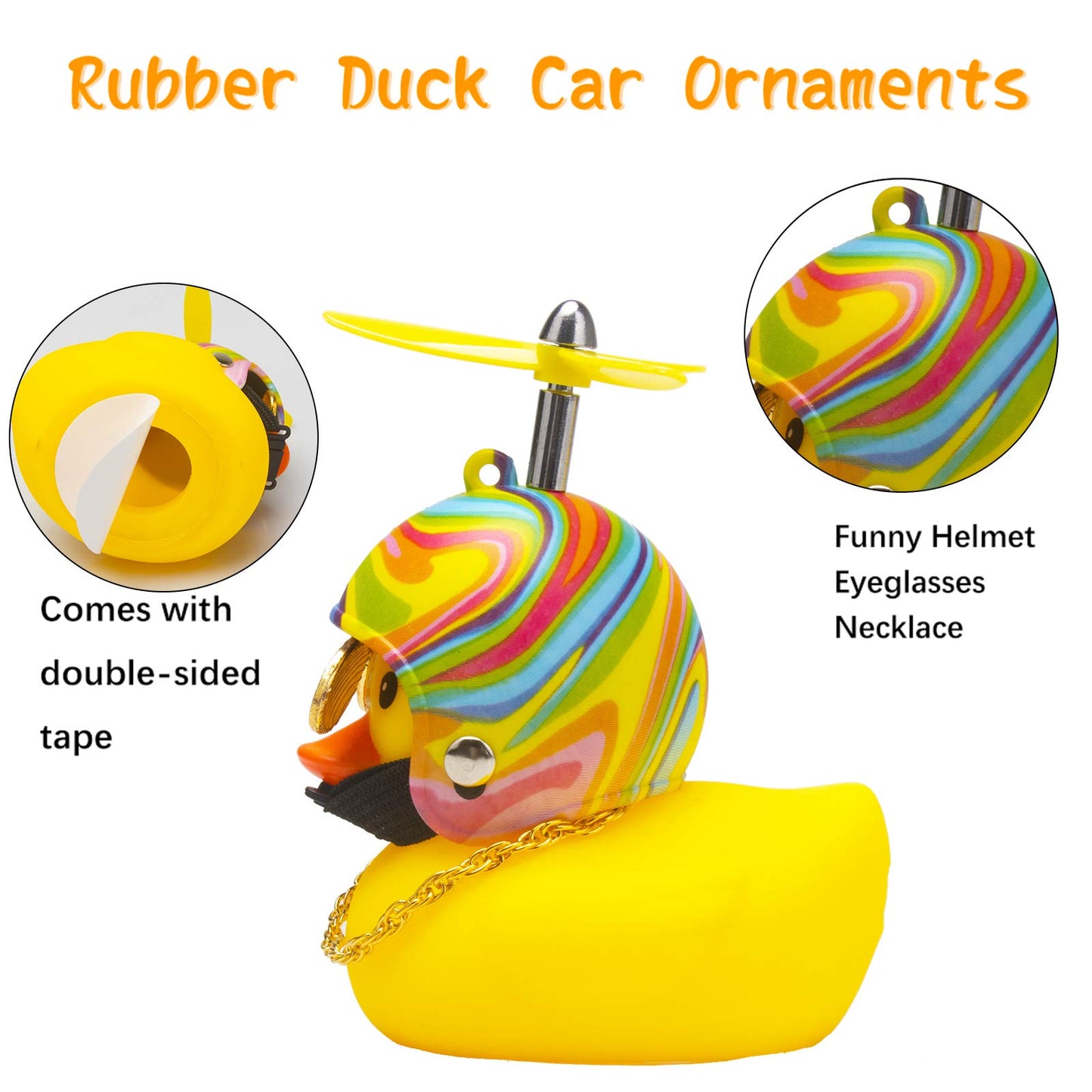 Wonuu Rubber Duck Car Decorations Cute Yellow Duck Car Dashboard Ornaments With Propeller