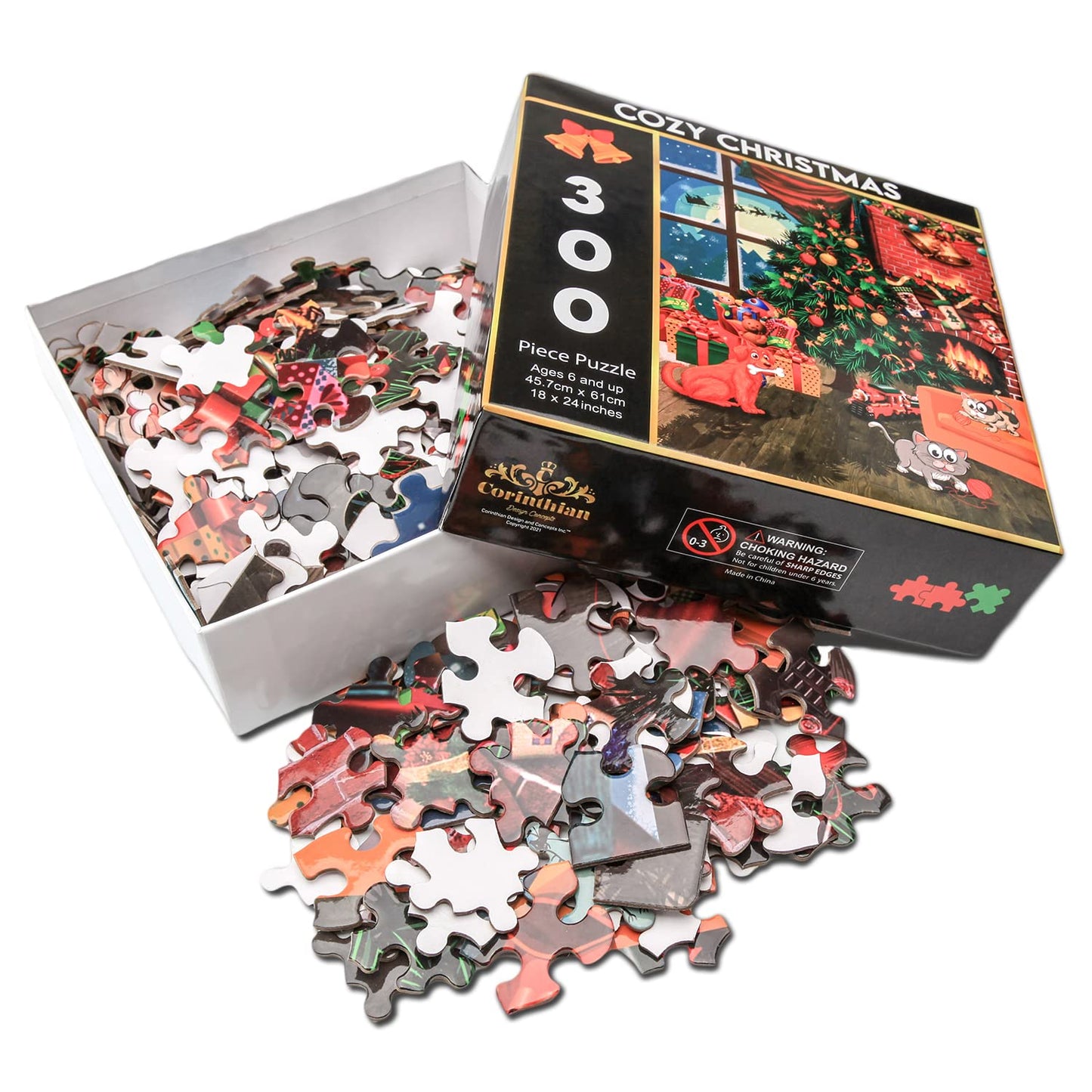 Christmas Puzzles Jigsaw Puzzle 300 Pieces for Kids and Adults -Cozy Christmas Holiday Puzzle - Educational Games for Elders Chi