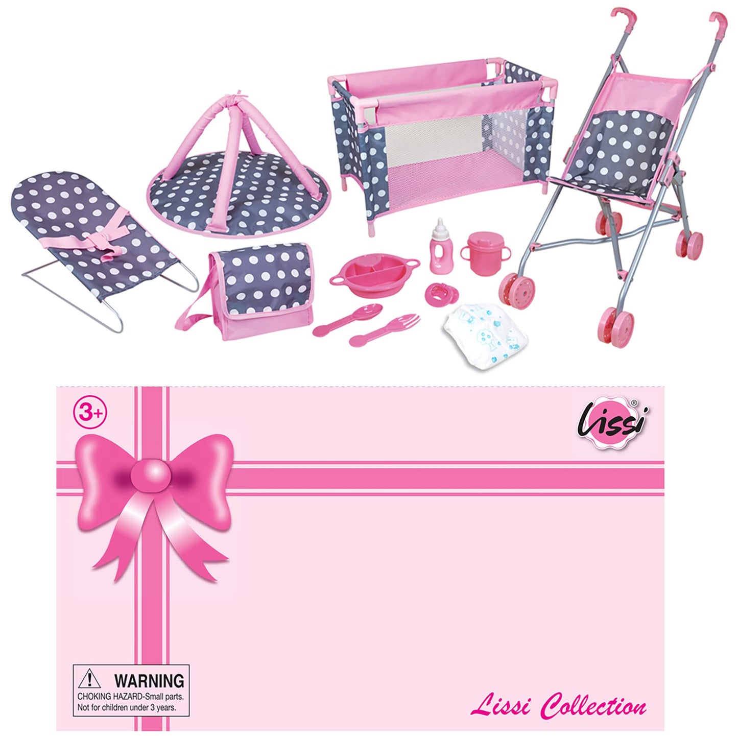 Lissi 5 Piece Doll Deluxe Nursery Play Set With Accessories