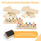 uvcany Rummy Cube 8 Player Edition with 8 Wooden Racks/Trays, 214 Large Numbers Rummy Tiles 6-8 Players Set with Zippered Case,