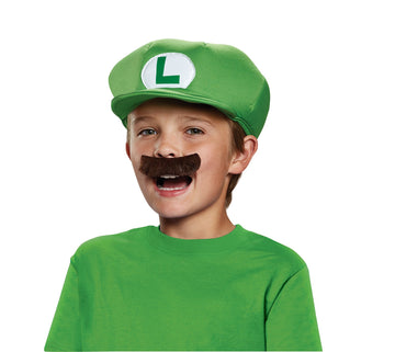 Disguise Nintendo Super Mario Brothers Luigi Child Hat And Mustache, One Size Child