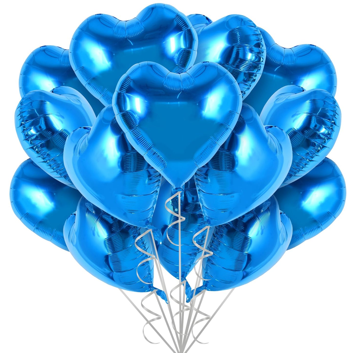 TONIFUL 30Pcs 18 Inch Blue Heart Balloons Blue Heart Shape Foil Mylar Balloons Decoration for Birthday Valentines Day Wedding B