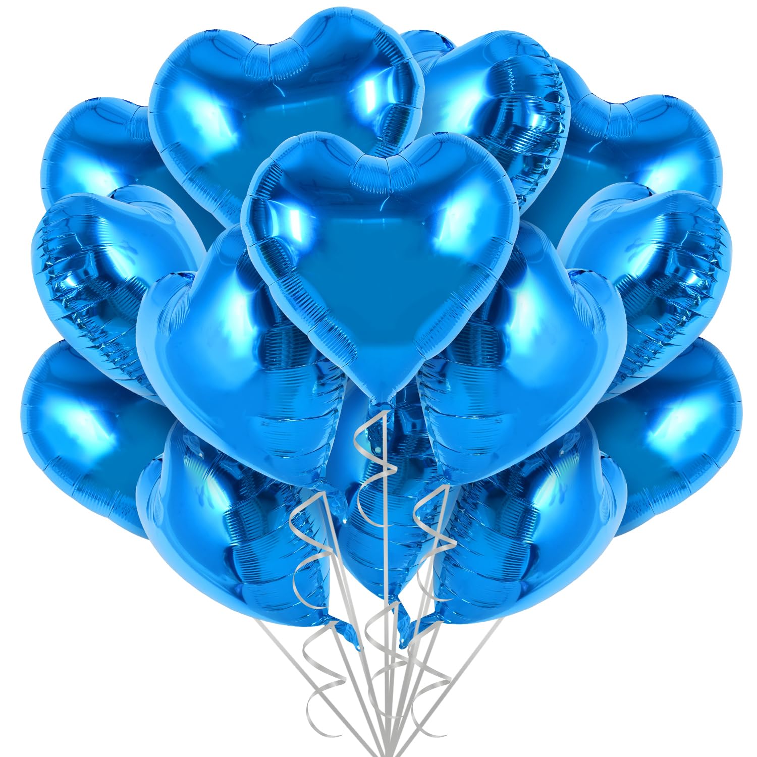 TONIFUL 30Pcs 18 Inch Blue Heart Balloons Blue Heart Shape Foil Mylar Balloons Decoration for Birthday Valentines Day Wedding B
